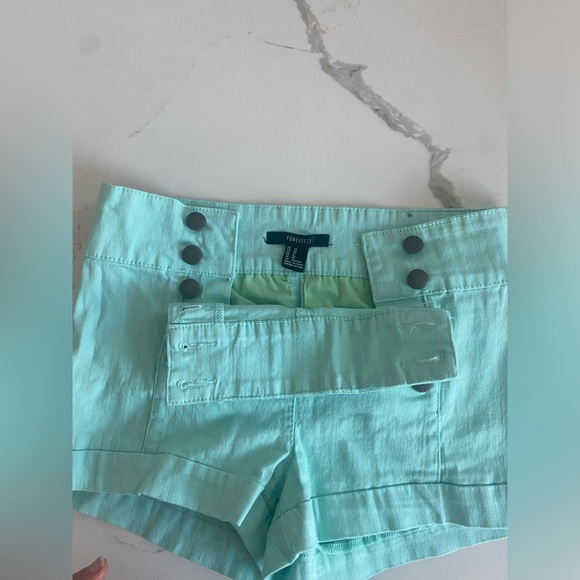 Women's Multiple Buttons Denim Shorts High Waist Jean Shorts Mint - Picture 4 of 8